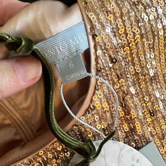 ANTONIO MELANI Rose Gold Sequin Feather Maxi Dress - Picture 5 of 6